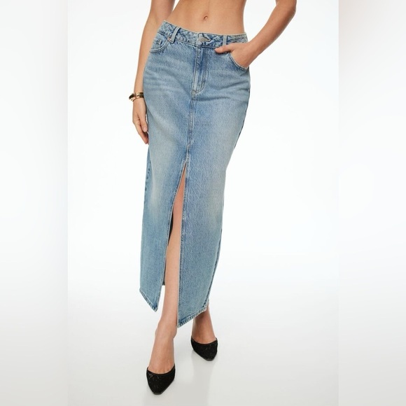 Dynamite Denim Maxi Skirt in Medium Light Indigo/Blue Monday - Picture 4 of 9